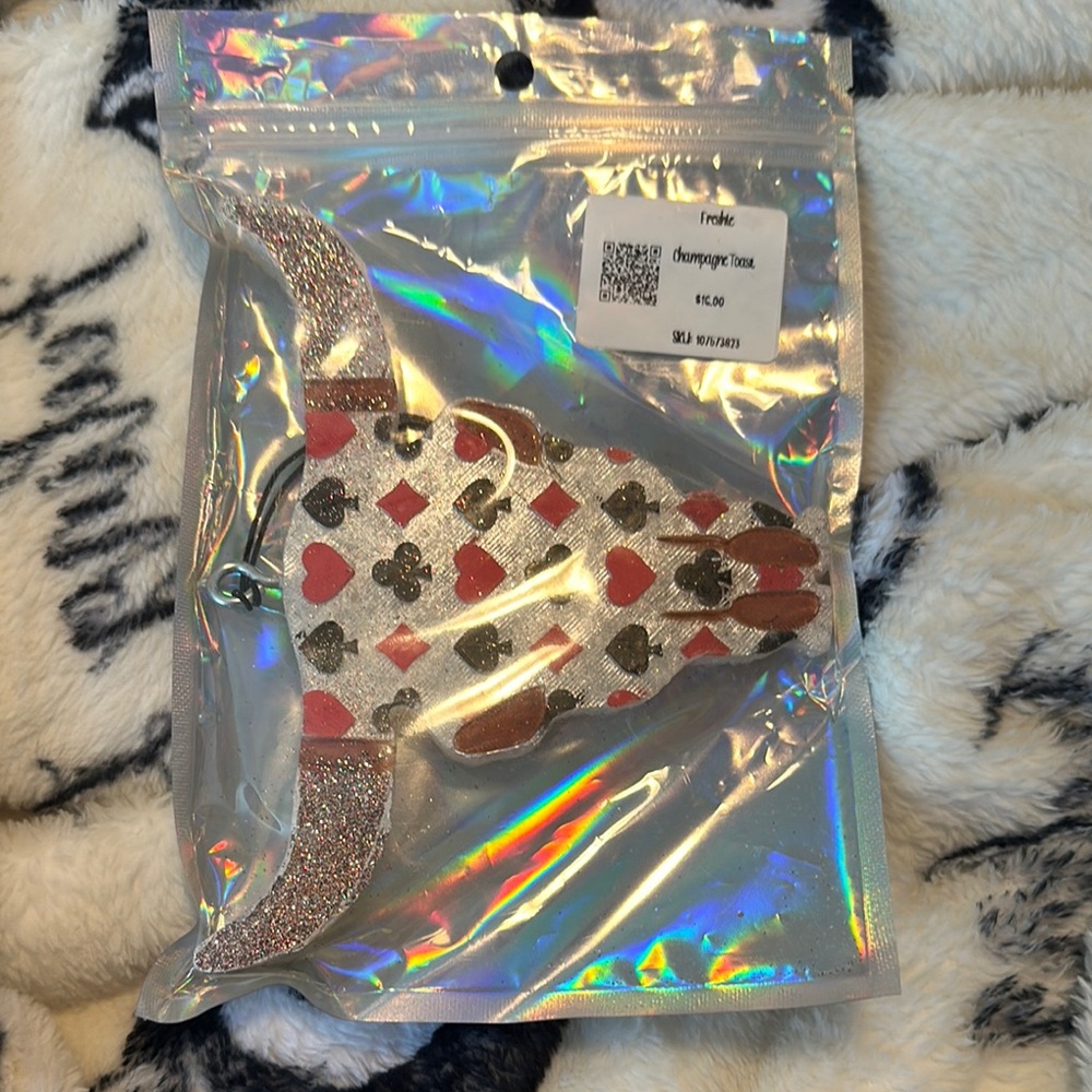 Glitter Bull Head Keychain with Card Suit Design